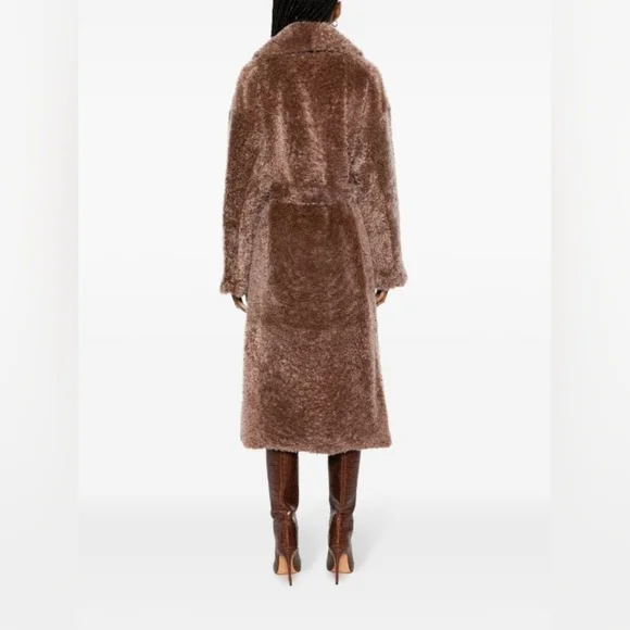 NWOT ULLA JOHNSON Rosetta Belted Shearling Coat Brown Sz L Org $4,330 - Picture 3 of 12